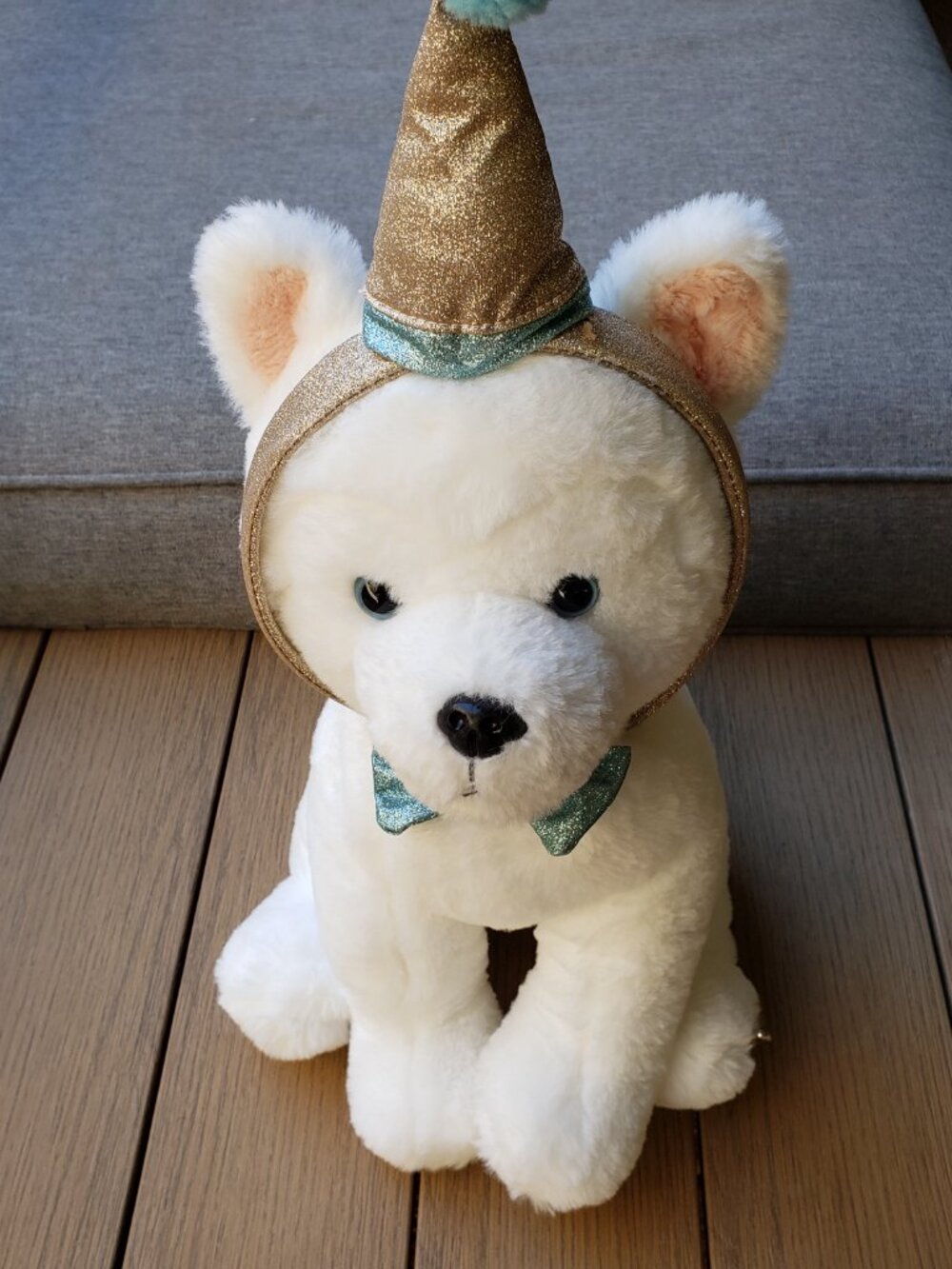 EUC FAO SCHWARTZ lovable, ultra-soft stuffed animal PARTY PUP white/multi (OS)
